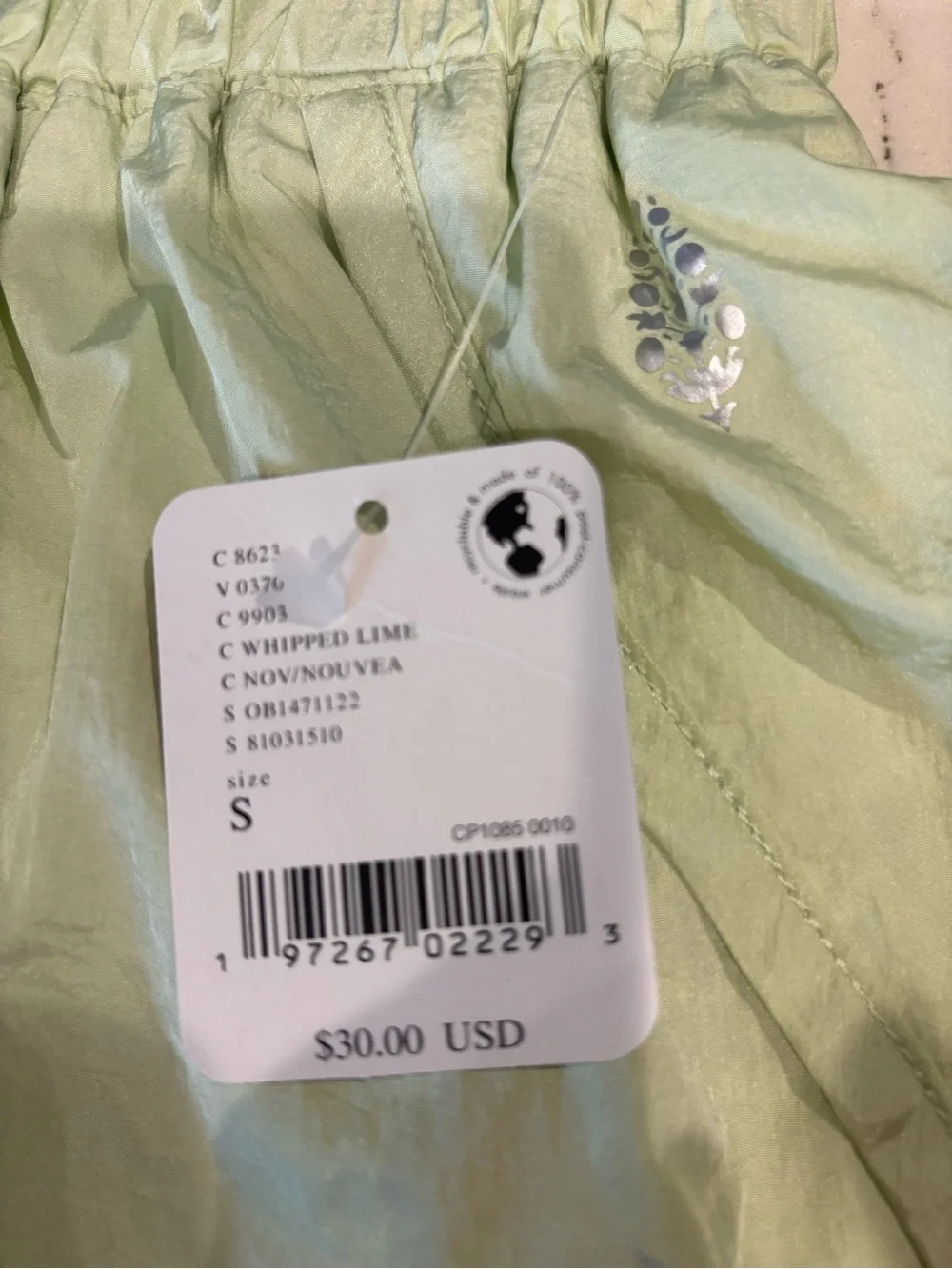 Free People Anna Mat Ruched Shorts—Whipped Lime, Sm Or Medium NWT